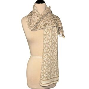 Michael Kors Beige and Ivory Logo Scarf